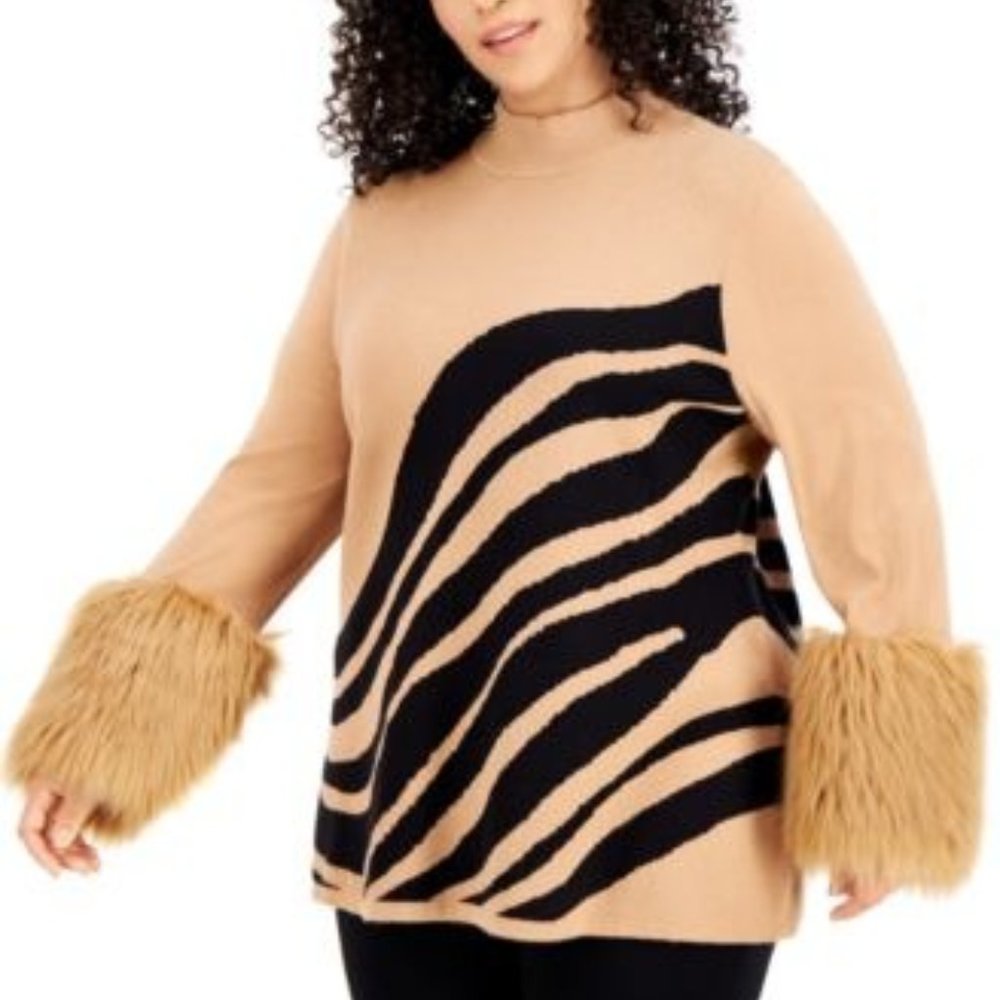 Alfani Plus Size Printed Faux-Fur-Cuf Palm Desert